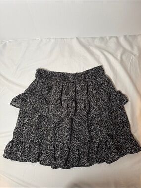 Altar’d State Black Floral Tiered Mini Skirt XS